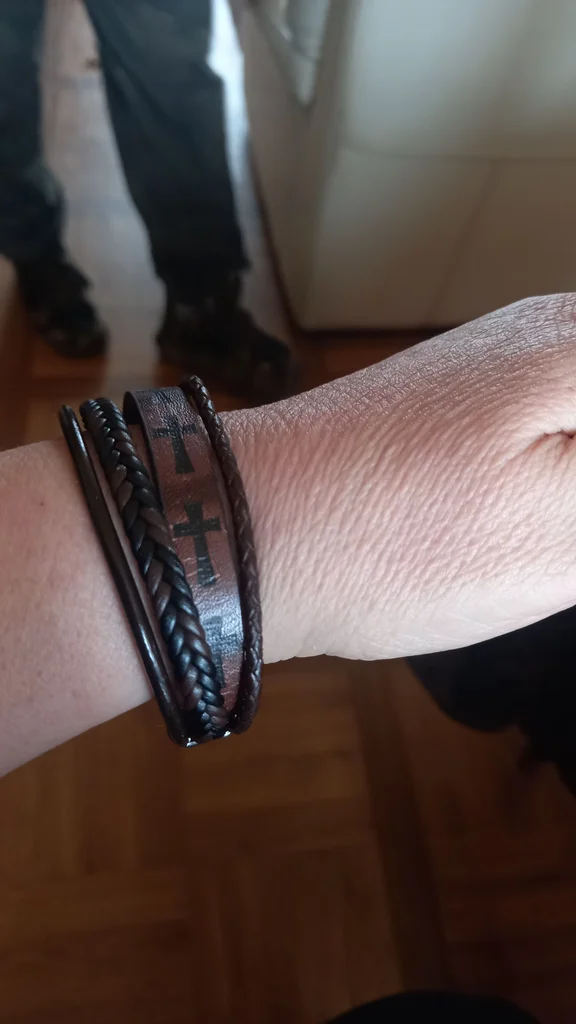 Brazalete unisex de cuero marrón – photo 3